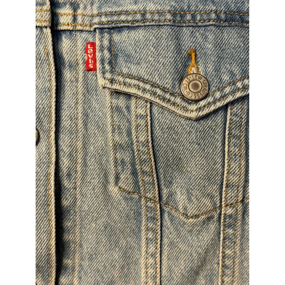 VTG Levi Strauss Denim Jacket‎ Light Wash Trucker Jean Coat Girls Large Girls
